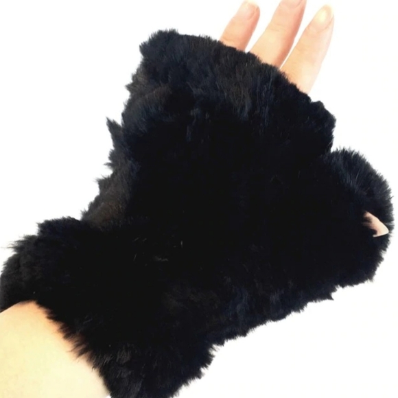 NWT$70 Surell Faux Fur Knit Texting Fingerless Gloves Mittens - Picture 2 of 10